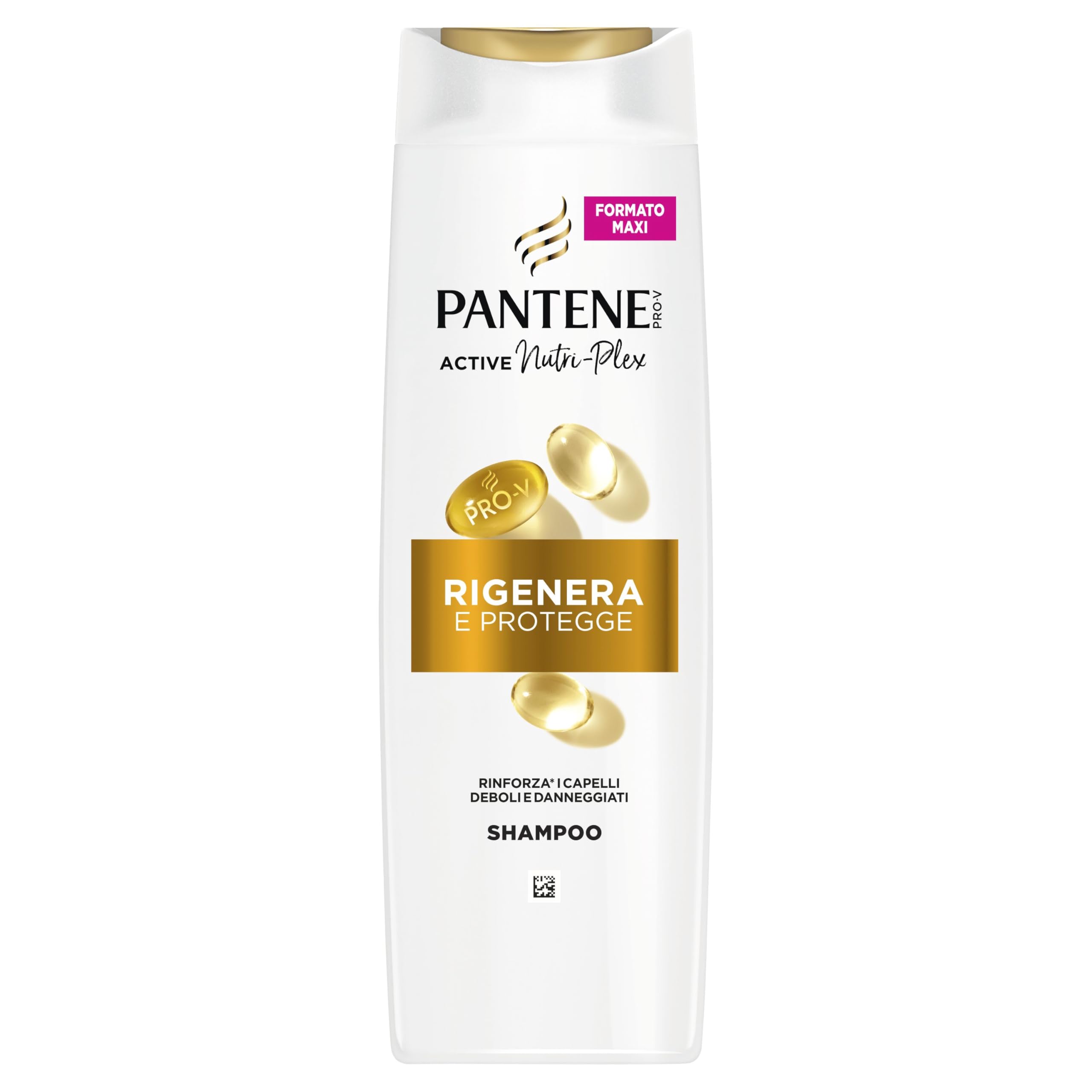 Pantene Pro-​V Shampoo Rigenera E Protegge 400ml Capelli Deboli, Secchi, Danneggiati. Deterge Delicatamente e Protegge i Legami del Capello. Senza Siliconi, Olio Minerale e Coloranti. Active Nutri-​Plex