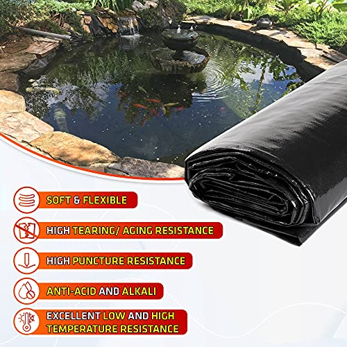 Maporch Upgraded 20 X 30Ft Reinforced Polyethylene Fish Pond Liner With 24 Mils Thickness, Black Pond Skins Liner For Fish Koi Pond, Garden Pool And Irrigation Pond #TOP2
