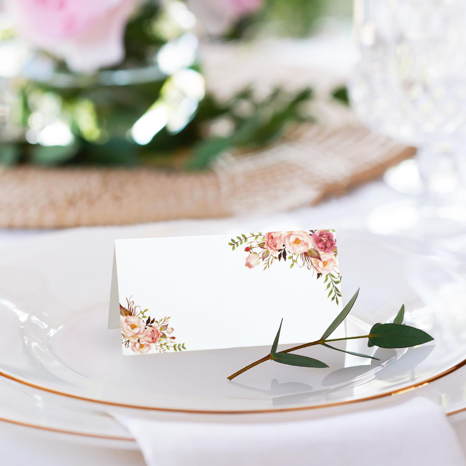 100 segnaposto con fiori selvatici, 5 x 9,9 cm, segnaposto da tavolo, per matrimoni, feste di compleanno, baby shower
