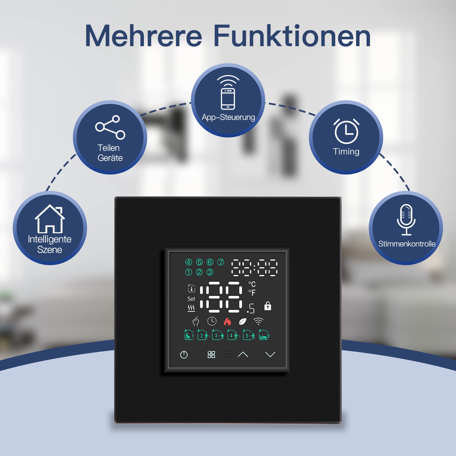 BSEED Smart Home, termostat pokojowy WiFi, programowalne sterowanie temperaturą, do ogrzewania podłogowego, kompatybilny z Alexa Google Home Tuya, bez baterii, czarny