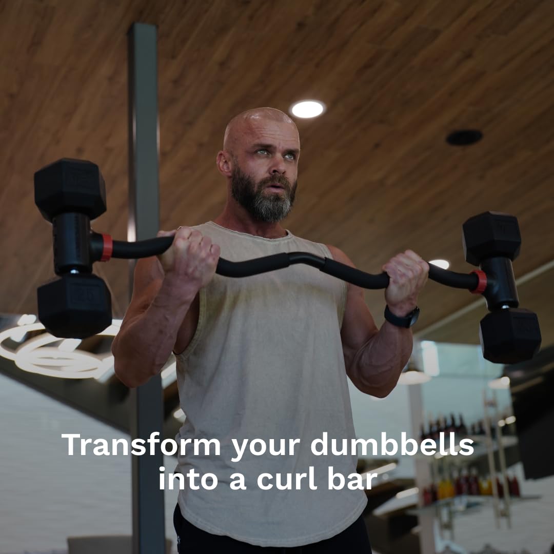 Jayflex Hyperbell EZ Curl Bar Convert Dumbbells to Curl Barbell Set