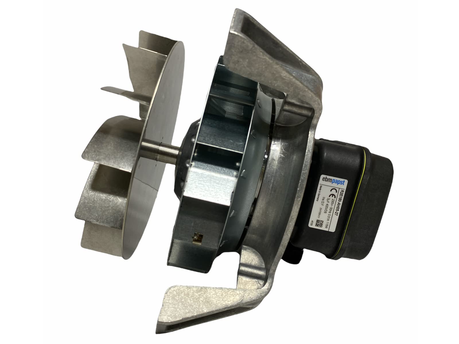 ERICAMBI, Estrattore Aspiratore Fumi EBM R2E180-AH05-27 per Stufe a Pellet, Potenza 115W, Ventola Ø 180mm, Numero di Giri Fino a 2600rpm, Provvisto di Girante in Acciaio AISI 430