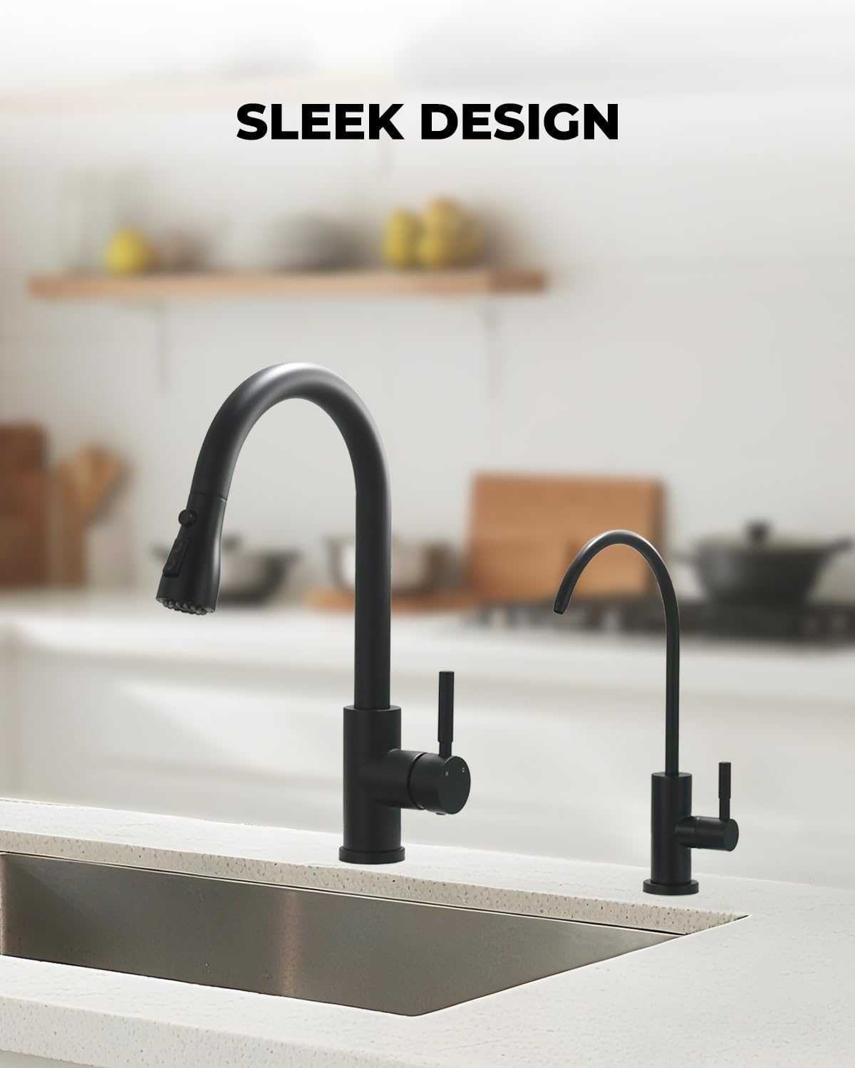 Grifos de agua potable para fregadero de cocina, grifo de filtro de agua negro mate para ósmosis inversa o sistema de filtración de agua, grifo de fregadero de barra RO, acero inoxidable