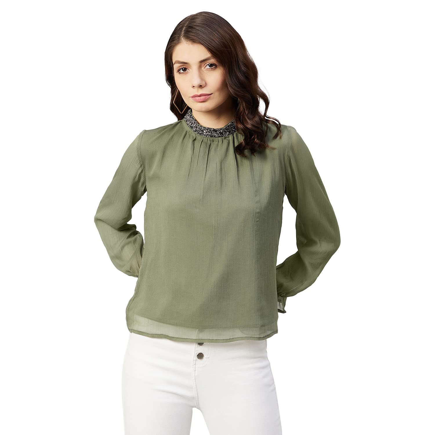 marie claire Women's Solid Regular Fit Blouse-picture-20