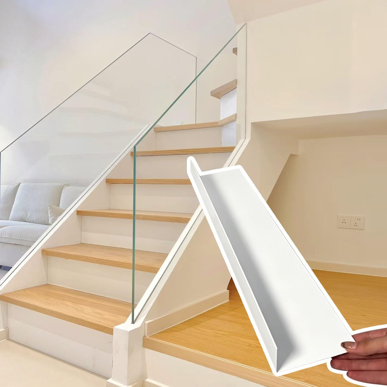 White Stair Gap Blocker 1 10 20 30 Pack, L-Shaped Furniture Gap Guards Filler under Couch/Cabinet, Bed Bottom Barrier Stopper for Pets Toys(30 pcs,50x30cm (19.7x11.8in))