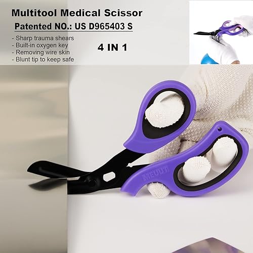 Miniatura 5 de MEUUT Paquete de 3 Tijeras Médicas y Linternas de Bolígrafo para Enfermeras con Cuatro Baterías - Una Tijera de Trauma Patentada de 8 Pulgadas, Una