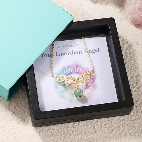 Miniatura 4 de Collar de ángel con número de ángel personalizado en alas de ángel de cristal, regalo de joyería de ángel para ella, colgante de ángel de la guarda