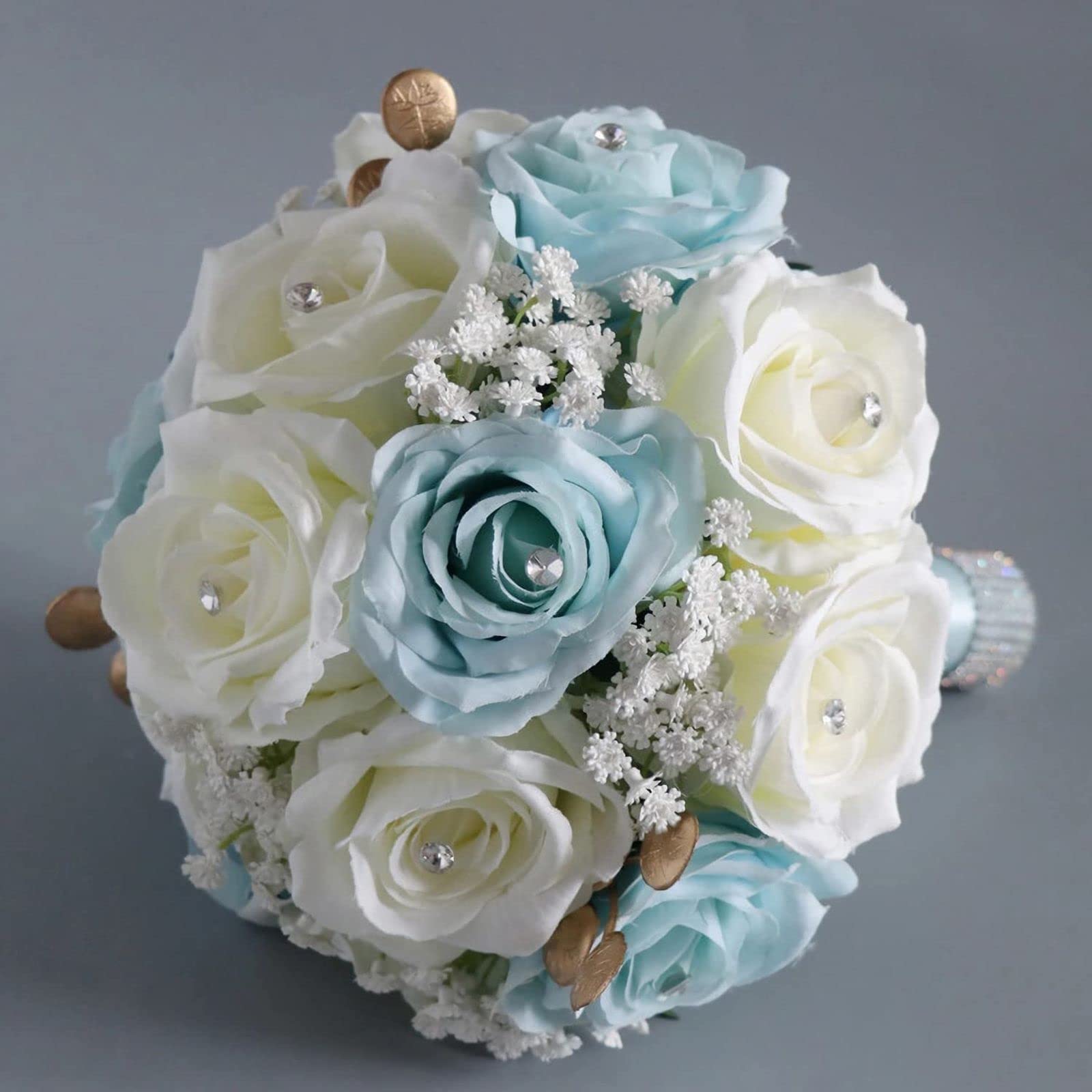 Bouquet da sposa blu reale bianco finto con rose, peonie, callalily, bouquet da damigella, boutonniere, bouquet da sposa blu bianco - Italia