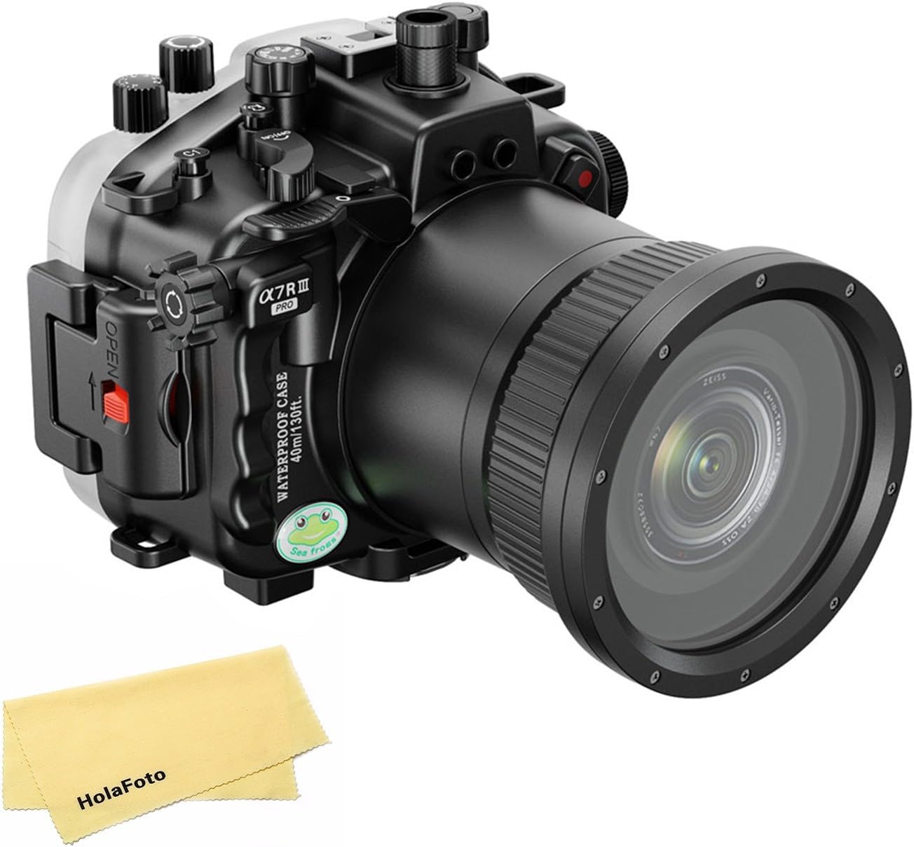 SeaFrogs A7R III PRO 40M/130FT Underwater Camera Housing Waterpoof Case for Sony A7R III a7r3 S with FL90 Flat Port, Compatible with Sony A7 III a7iii with 90mm f/2.8, 24-105mm F4