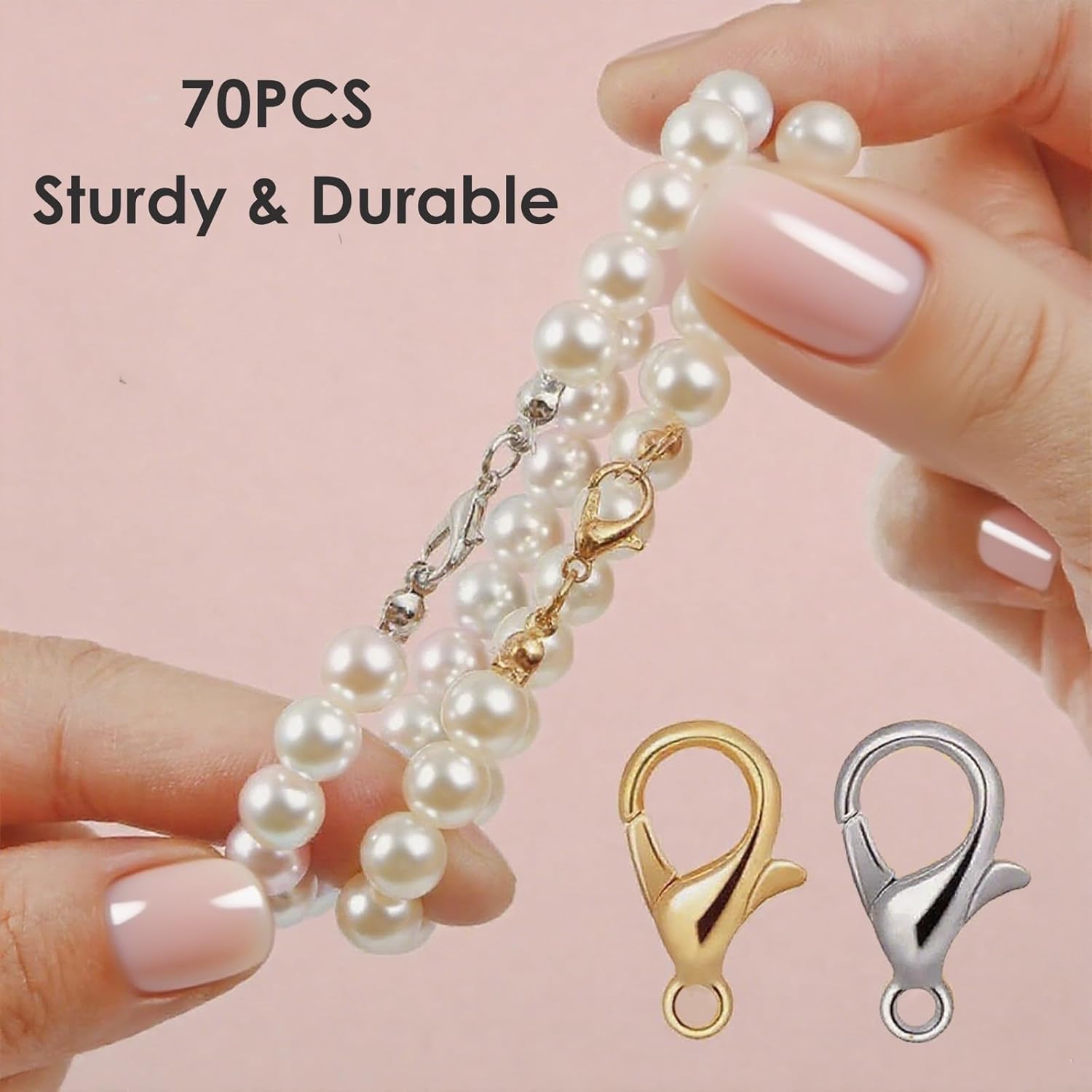 70 Pieces Stainless Steel Lobster Claw Clasps, Silver & Gold Bracelet Necklace Clasps Findings for DIY Jewelry Making(16x10mm) - Image 3