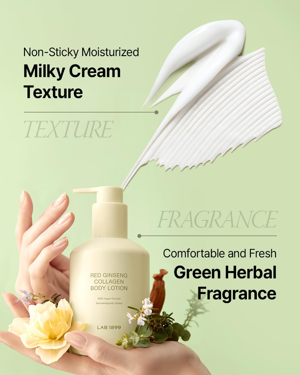 Donginbi LAB 1899 Red Ginseng Collagen Body Lotion - Glowing Body Moisturizer for Dry Skin, Vegan Neck Creams for Tightening and Firming, Korean Ginseng Skin Care Gifts for Women, 8.45 floz