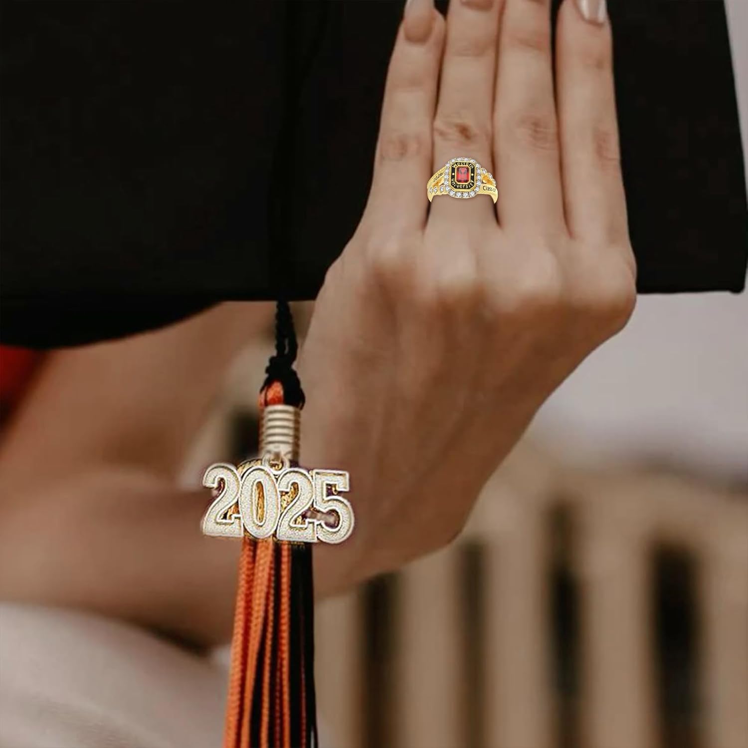 2025 Class Ring with Moissanite Diamond 925 Sterling Silver/10K 14K 18K Gold Personalied High School Rings Customized College University Graduation Rings for Women Student Anniversary Graduation Gift