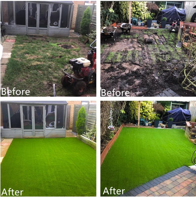 Artificial Grass Turf 6FTX10FT, 0.8 in Realistic Thick Synthetic Grass Indoor Outdoor Dog Balcony Garden Landscape Rug Turf, Faux Grass Rug Fake Carpet with Drainage Holes, Custom Size