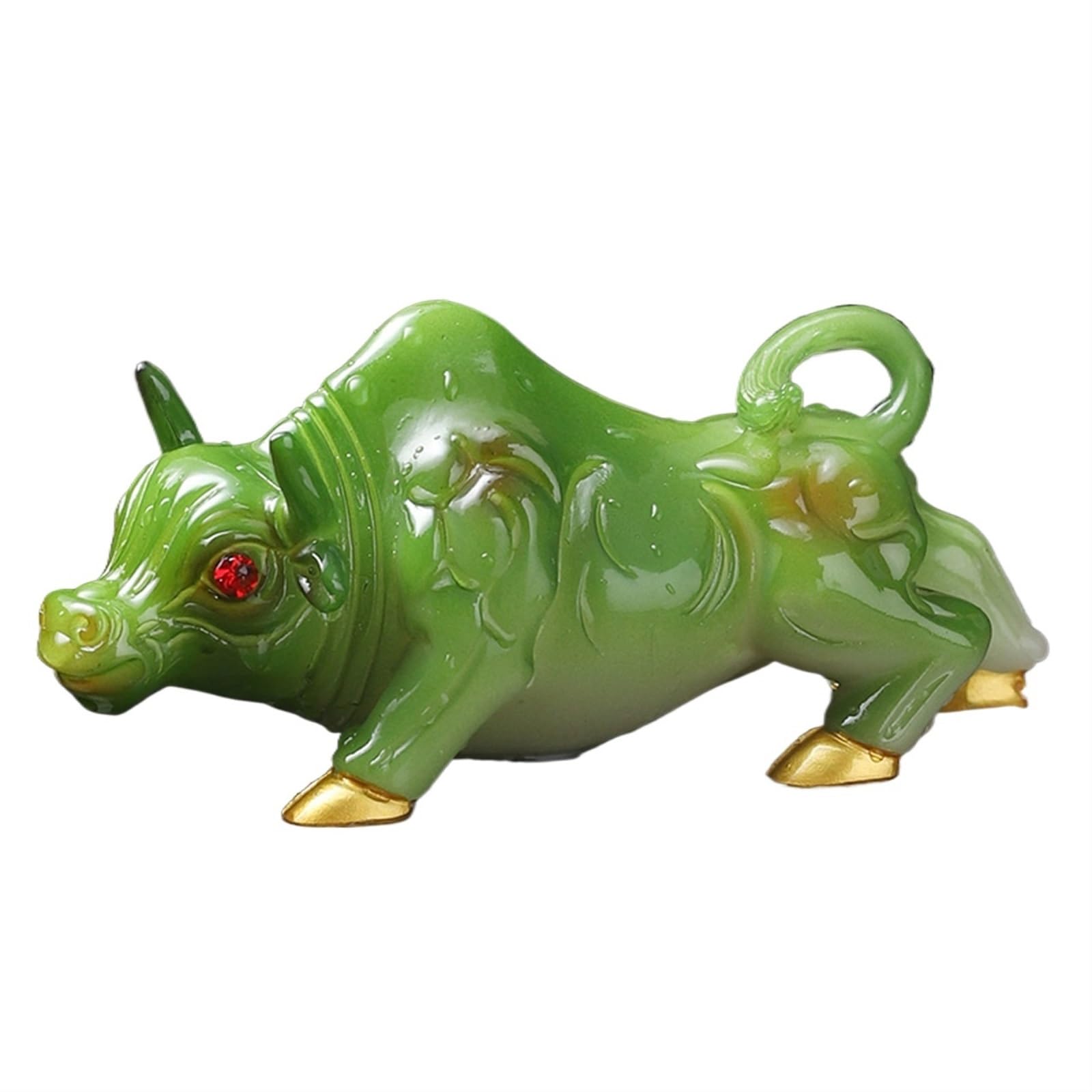figurki zwierzątek， Zestaw do herbaty dla bydła zmieniający kolor Akcesoria do dekoracji stołu Ozdoby Prezenty(Green)