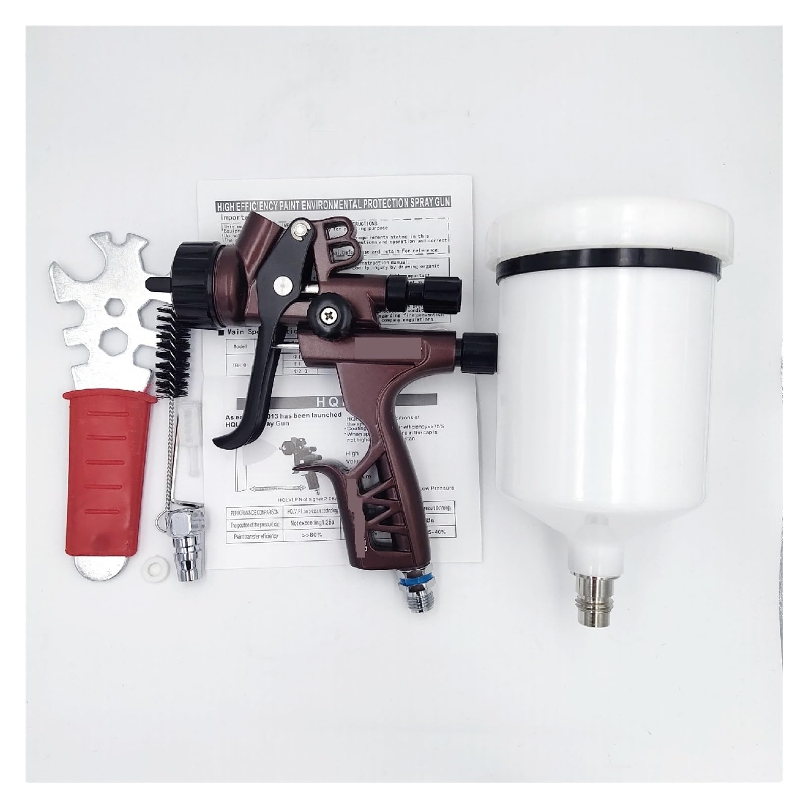 Pistolet do malowania natryskowego, Pneumatyczny pistolet natryskowy Pistolety lakiernicze z dyszą 1,3 mm Motoryzacyjne narzędzie natryskowe Pistolet natryskowy na bazie wody(1.3kit brown A)