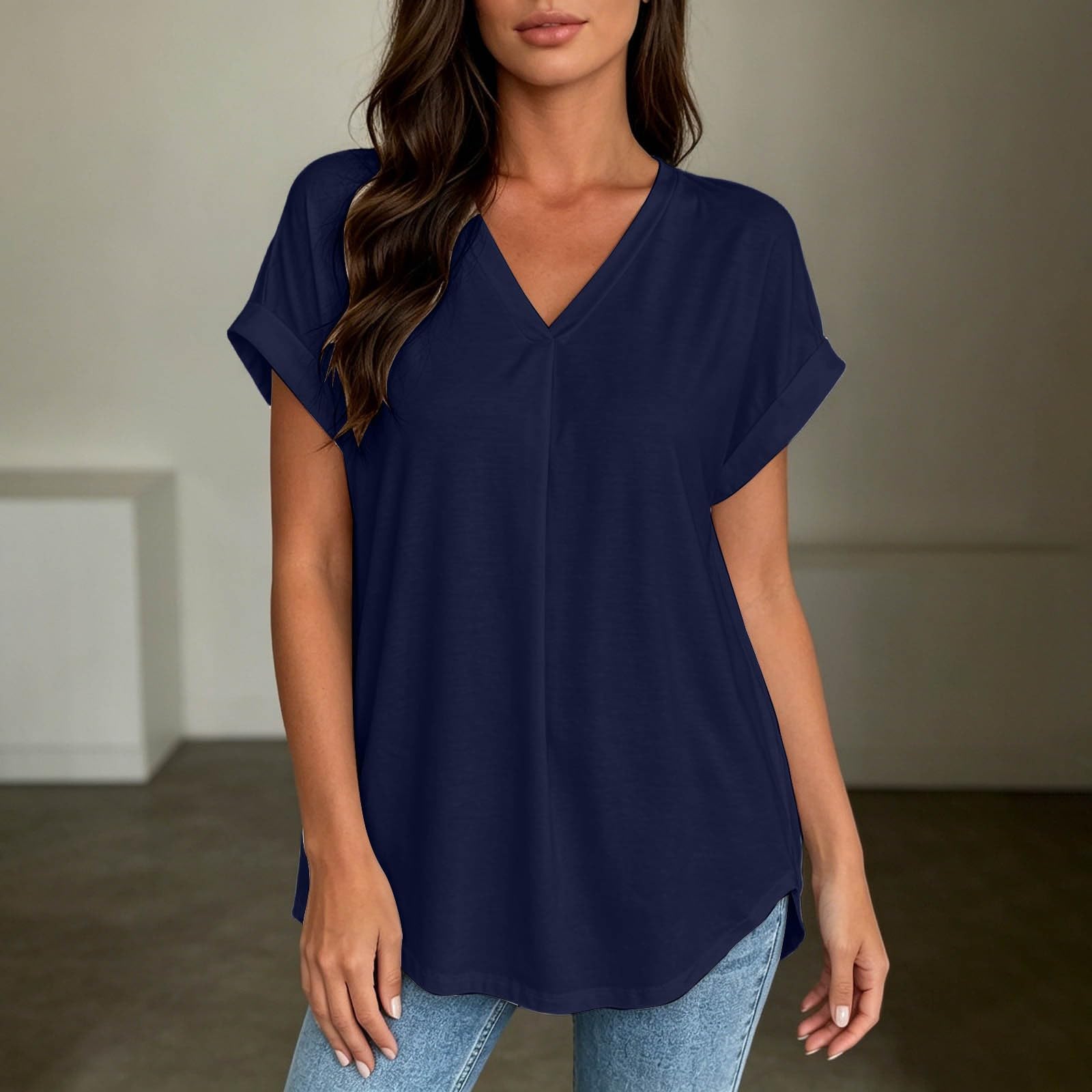 Damen Tshirt Schwarzes Spitzen Oberteil plissiertem Rückenausschnitt – Lässige und Bequeme Bluse für den Alltag Tunika Damen Sommer