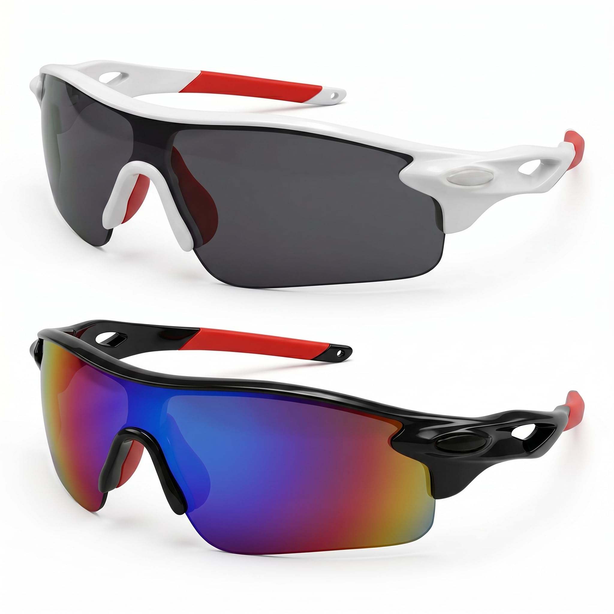 2Pack Children's Cycling Polarized Sunglasses, Kids Polarized Cycling Sunglasses for Boys Girls Teens UV400 Protection Glasses for Youth Baseball Running Golf Fishing Outdoor Lightweight Visor Eyewear