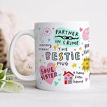 DAYS Ceramic The Bestie Mug, My Sidekick, My Happy Place, My Partner In Crime, My Soul Sister, Best Friend Birthday Gift, For Her, 330 ML,White
