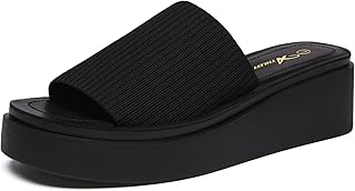 Women's Slip On Platform Sandals Comfortable Open Toe Flatform Chunky Sandals