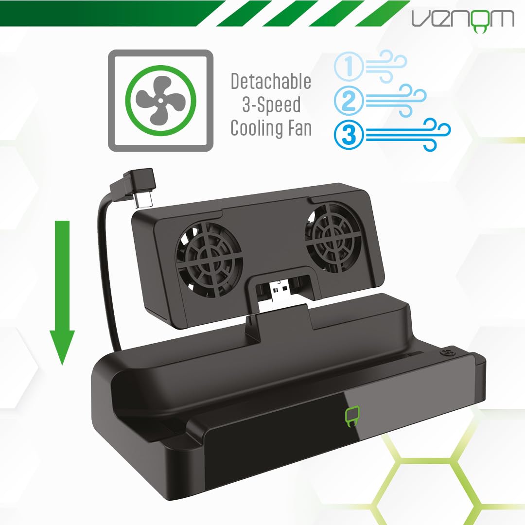 Venom Station d’Accueil Multimédia pour ASUS ROG Xbox Ally et Ally X | Dock HDMI 2.1 4K avec Ventilateurs, Charge USB-C 100W, Ethernet et USB | Compatible Steam Deck, Legion Go, MSI Claw