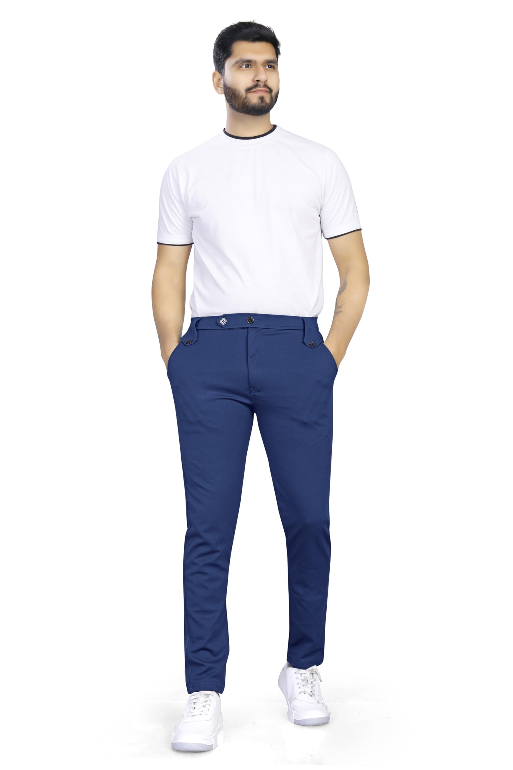 FRONTLINE CREATIONMen's Lycra Solid Lycra Slim Fit Stretchable Casual Wear Comfortable Formal Trousers Pants