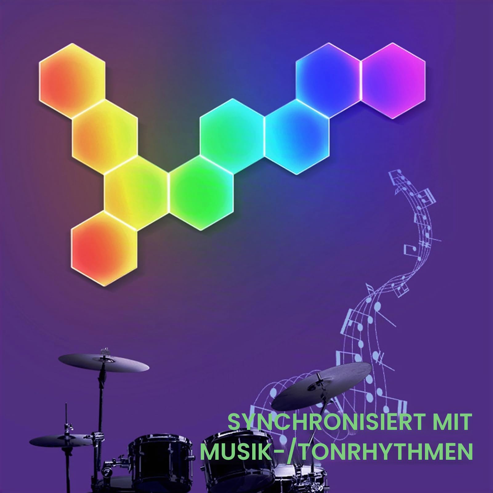 Kavolet LED Sechseck Gaming Wandleuchte, 8pcs Hexagon RGB Panel, DIY BT Graffiti Wifi Sprachsteuerung Gaming Wabe Licht, Spleißen Quantenatmosphäre Wandlampe, Gamer Room Deko Modular Lampe