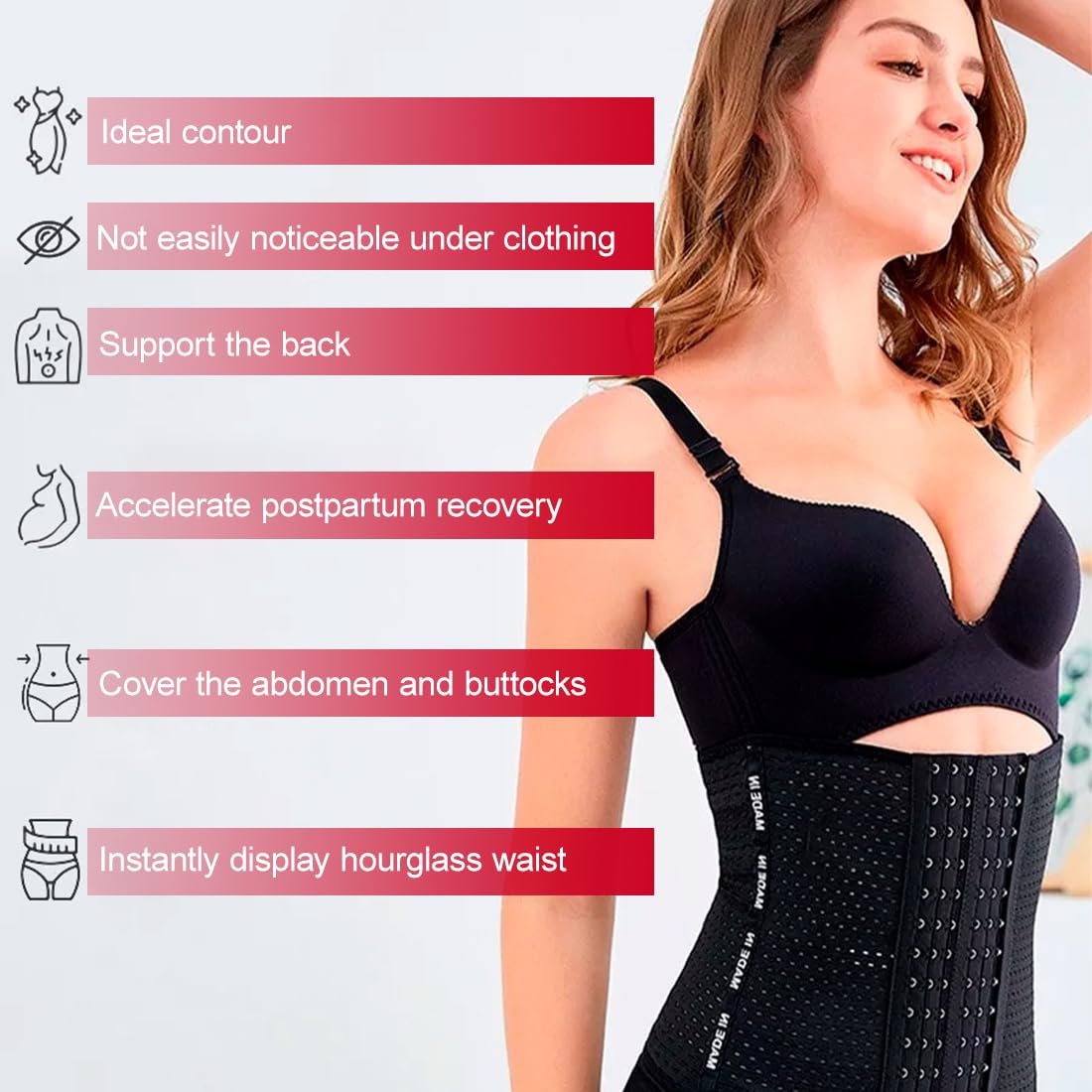PBAHAUP Faja Postparto Mujer y Poscesárea, Ajuste Perfecto con Soporte Suave, Cinturón Abdominal Transpirable de Cierre Autoadherente para Recuperación Cómoda Postparto, Moldeadora y Ajustable — view 4