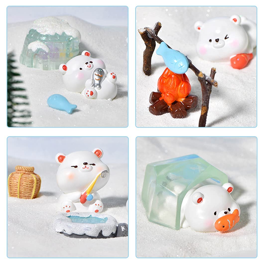 Rolin Roly 10 Pcs Polar Bear Miniature Micro Landscape Decoration Animals Miniature Figurines Mini Resin Garden Ornaments for Home Garden Office Desktop Decorations - Image 4