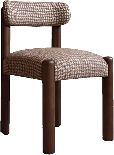 Silla de cocina tapizada de lino, sillas de comedor retro con patas de madera, silla de asientos acolchados para comedor, dormitorio, sala de estar
