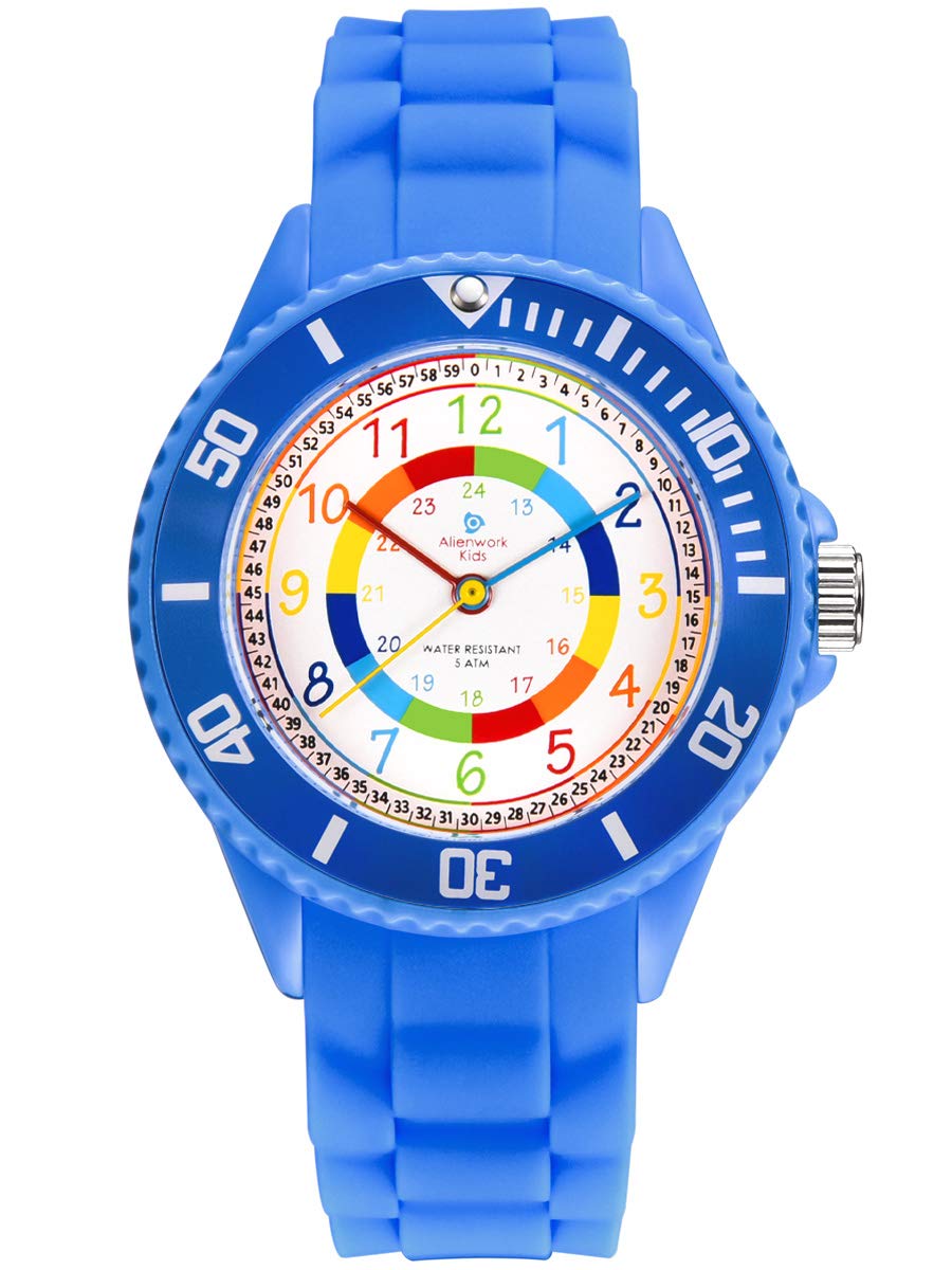Alienwork Kids Orologio di Apprendimento Bambini Ragazzi Ragazze Tempo di Apprendimento Impermeabile 5 ATM