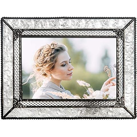 J Devlin Glass Art Pic 380-46HV Vintage Glass Picture Frame Tabletop 4 x 6 Photo Cover