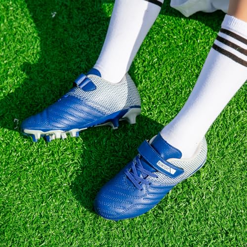 Image of Kids Soccer Cleats Boys Girls Athletic Outdoor Firm Ground Football Shoes | Youth Training Baseball Shoes for Little /Big Kid
