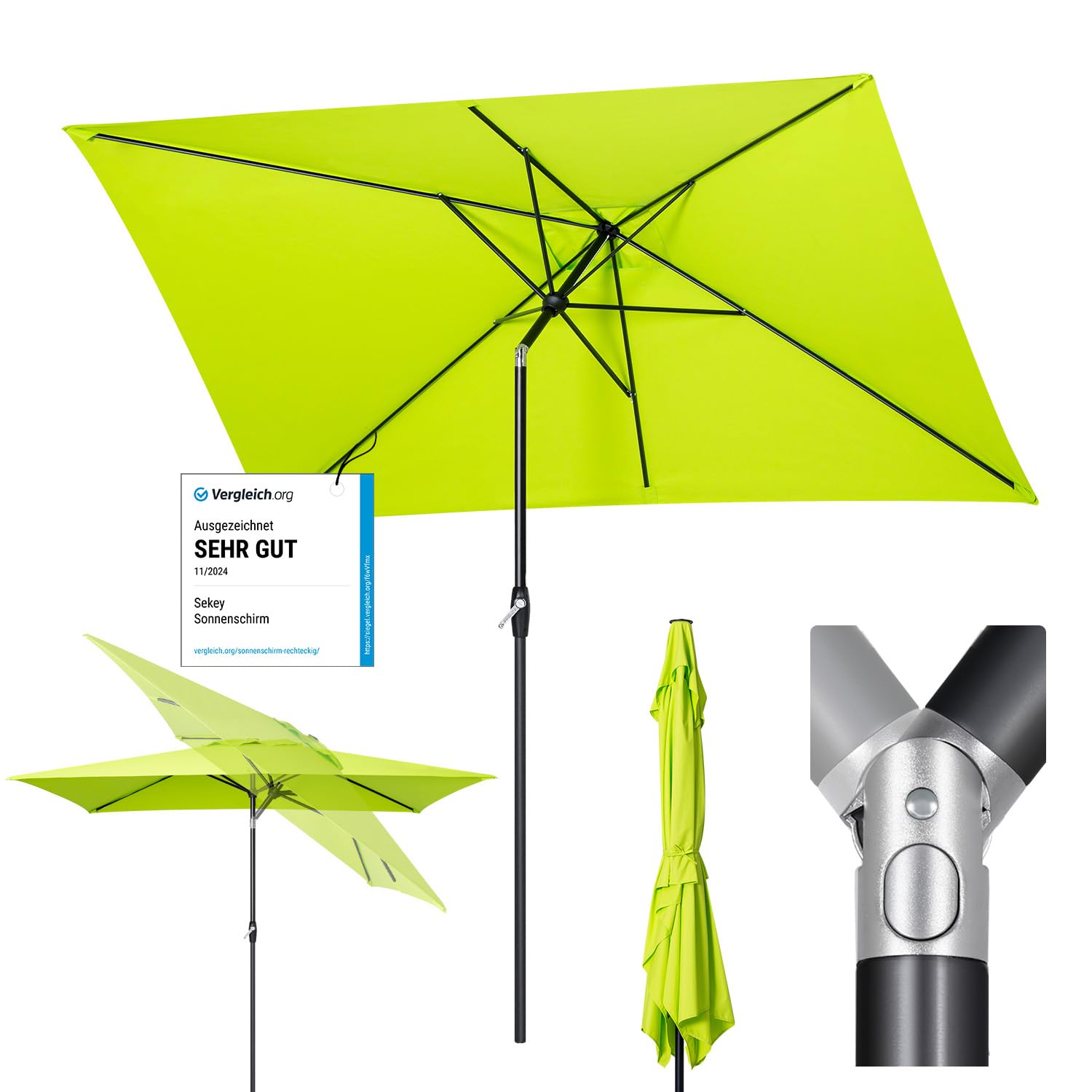 Sekey Aluminiowy parasol przeciwsłoneczny, na taras, ochrona przed promieniowaniem UV 50+, prostokątny