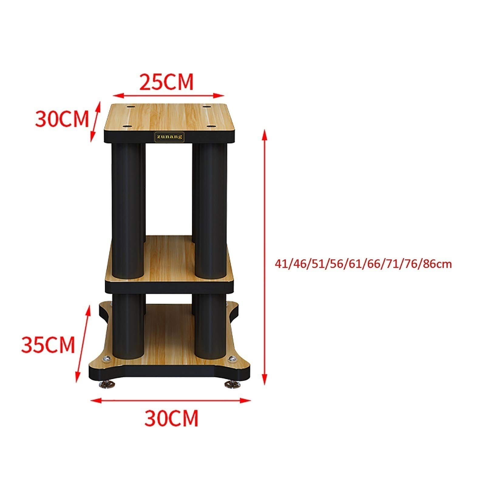 BTZHY Speaker Stands,2-Pack Heavy Duty Stainless Steel Metal Column, Double Design, for Bookshelf Speakers Up to 50 Lbs, Teak Silver Pillar
