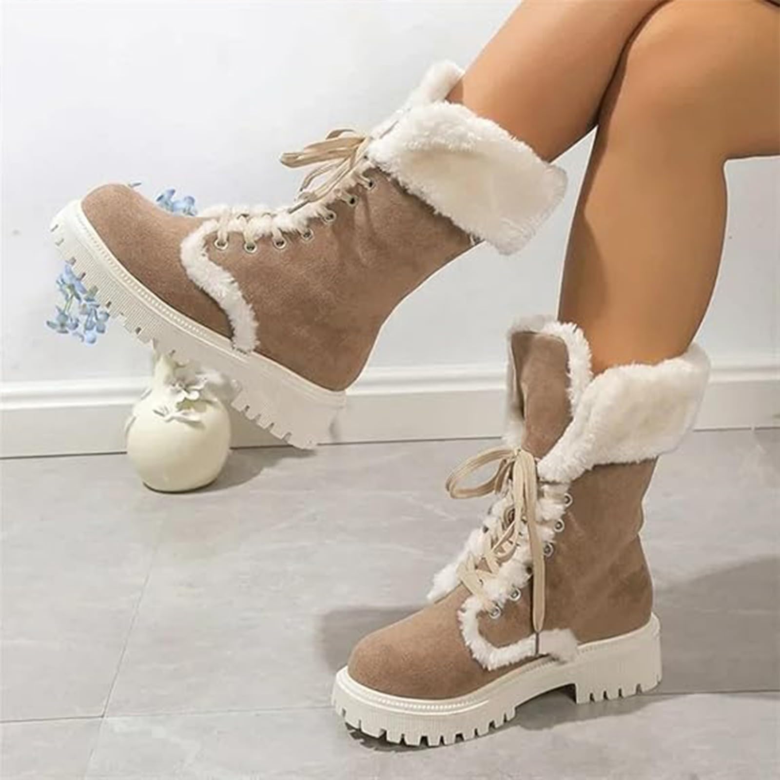 Bottes Femme Hiver Doublure Chaude Imperméables Bottines Confortables Antidérapante Mollet Large Chaussures Chaudes Résistant À L’humidité Fermeture Éclair Bottes Pour Déplacements Au Travail