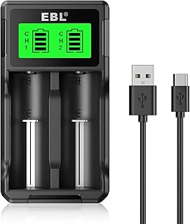 EBL Universal 18650 Battery Charger for 3.7V Lithium ion Rechargeable Batteries 26650 22650 18650 18490 18350 17670 17500 16340 (RCR123) 14500 and 1.2V Ni-MH Ni-CD Rechargeable C AA AAA Batteries