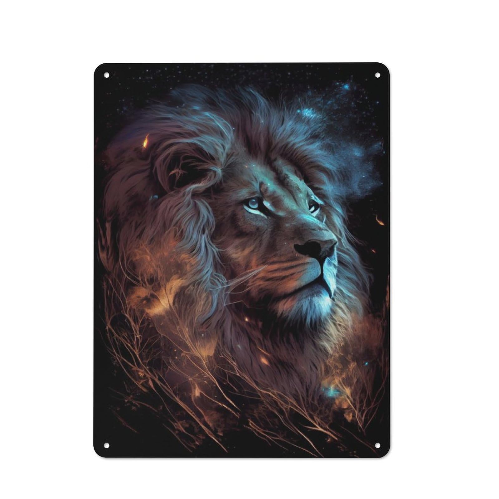 Junmoney Lion Glowing Vintage-Inspired Tin Sign 40X30cm For Garage Or Workshop, For Garage, Workshop And Man Cave Decoration