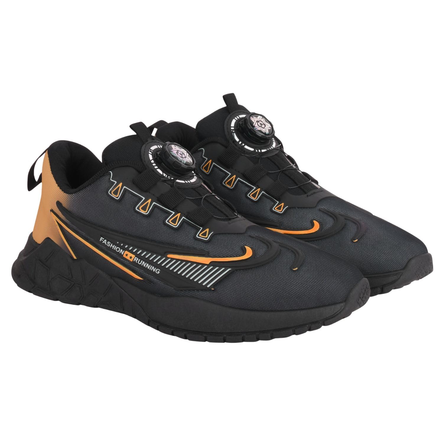 Snatch Auto Lace-Up Sports Shoes for Men| Stylish Printed Fabric Upper | Lightweight EVA Sole | No-Tie Comfortable Fit Sneakers | Trendy Footwear for Gym, Travel-image-23