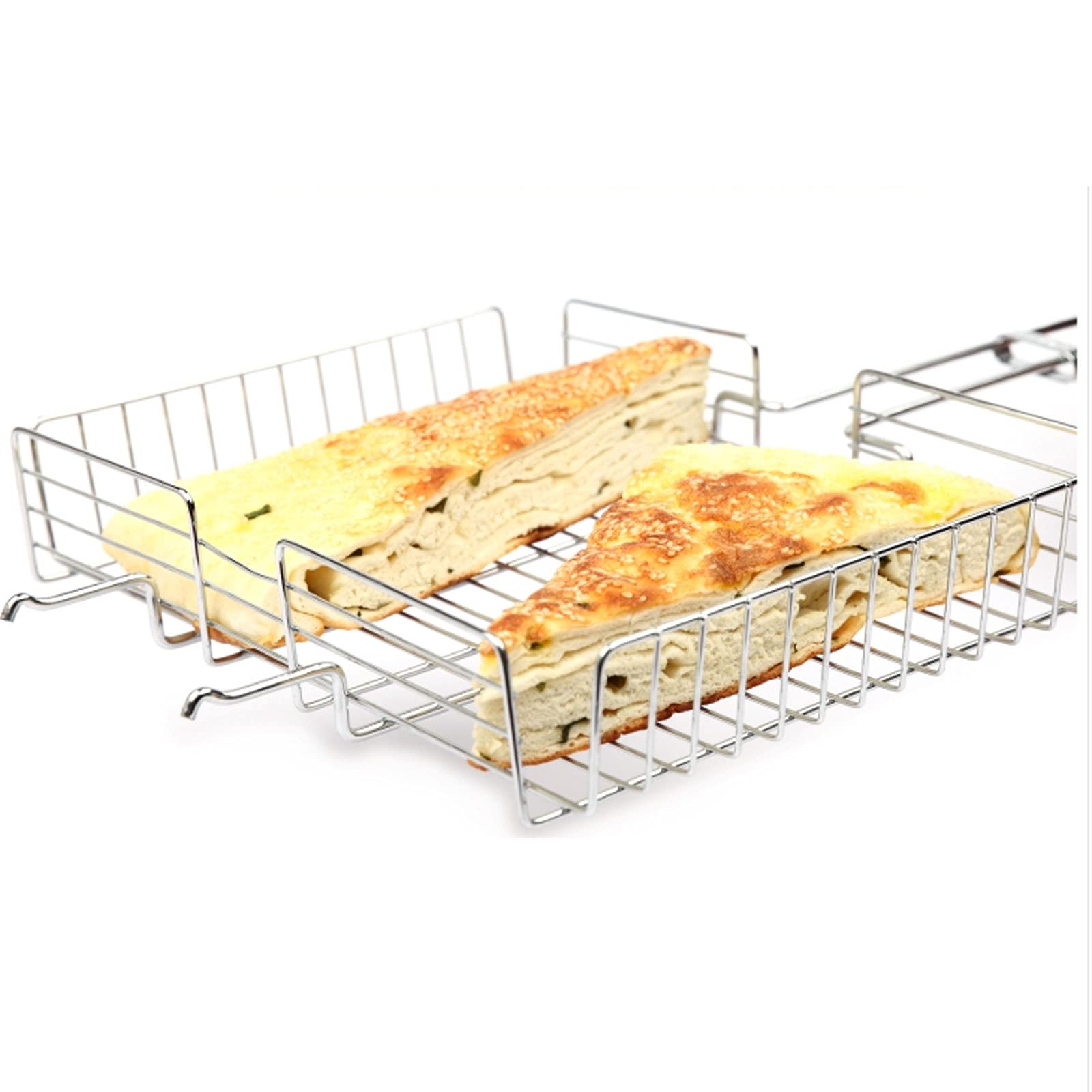 Portable BBQ Griglie da Barbecue in Pentole Barbecue in Acciaio Inox Antiaderente Barbecue Grill Basket Tools Grill Mesh per Pesce, Verdure,Bistecca, gamberetti(67.5x31x5.7cm)