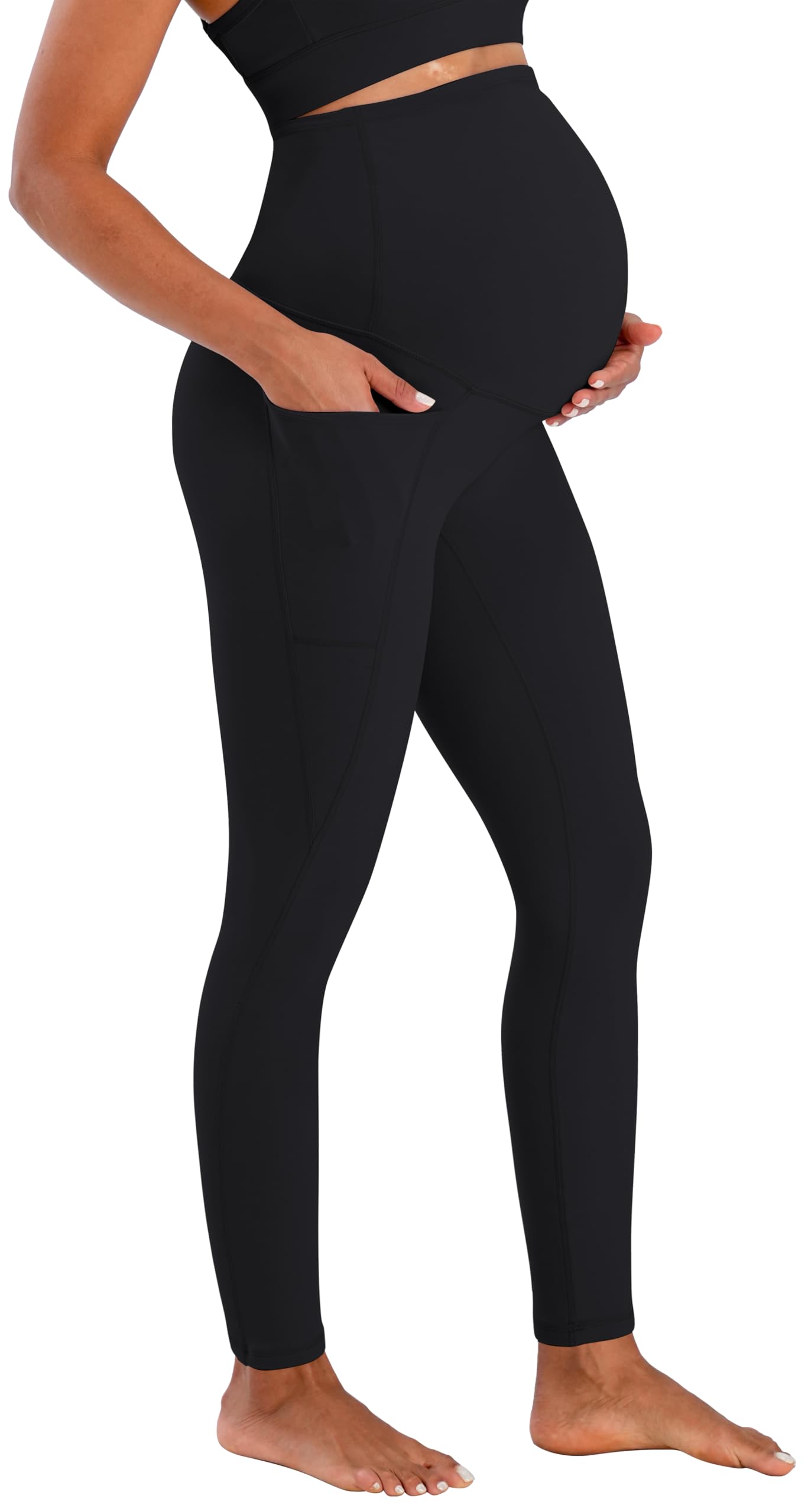 Sunzel Sunzfly - Leggings premaman da donna sopra la pancia, morbidi, pantaloni da yoga per gravidanza per primavera estate allenamento lounge, nero, L