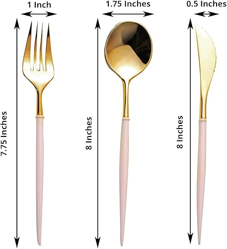 BalsaCircle - Juego de 24 cubiertos desechables de plástico negro y dorado, cuchara, tenedor y cuchillo, suministros de decoración de recepción