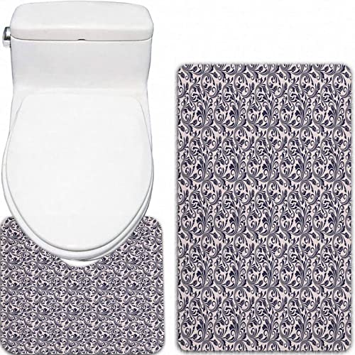 FALOME 2-teilige rutschfeste Badematte,Florale mittelalterliche viktorianische Blütenblätter barocke Blütenwirbel… – Bild 5