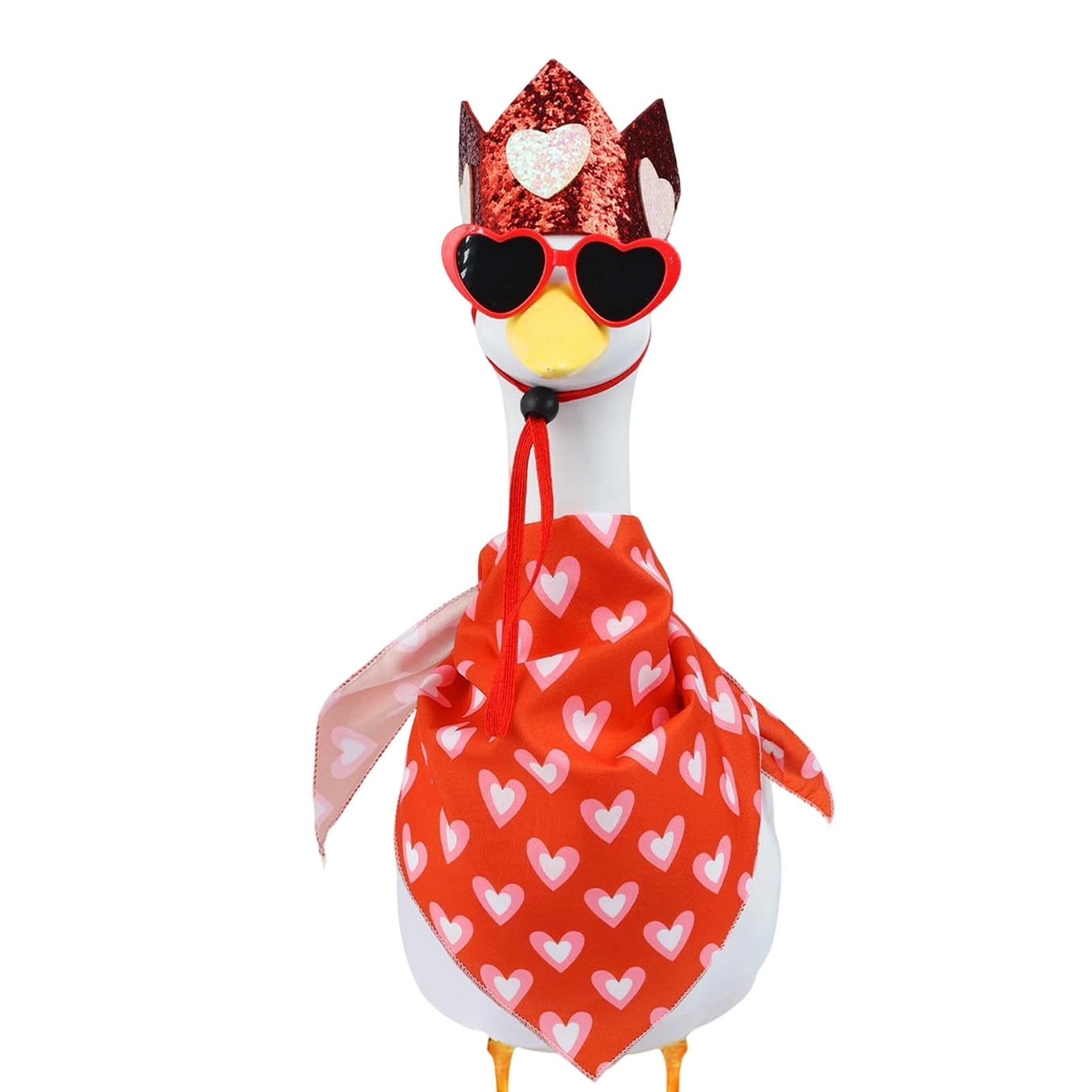 Valentines Day Porch Goose Outfit - Heart-Shaped Glasses Statue Accessory,Valentines Day Goose Outfit,for Friends Family Men Lawn Garden Yard Outdoor Holiday Easter Christmas Halloween