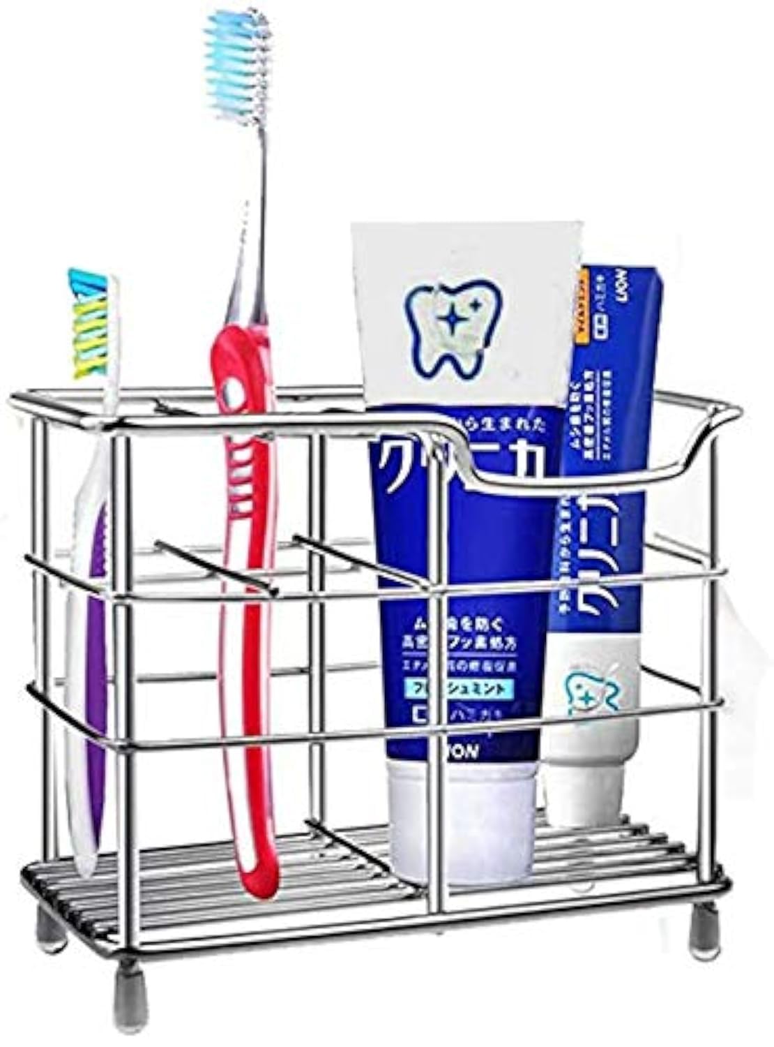 Multifunctional Toothbrush Holder Stainless Steel Holder Easy-Store Electric Toothbrush Holder Toothpaste Holder for Bathroom Cosmetics, Toothbrush Organizer