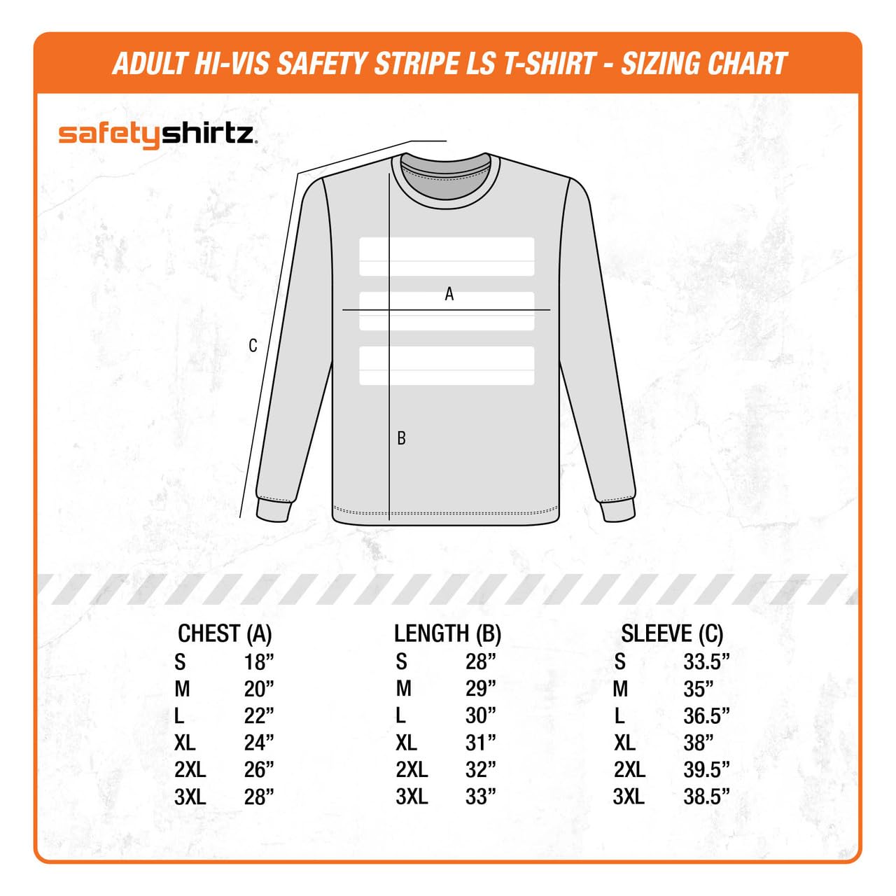 SafetyShirtz Men's Basic Long Sleeve Hi-Vis Safety Stripe Shirt, Neon Yellow/Orange - X-Large