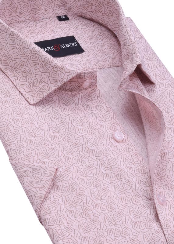 Image of Mark & Albert Men's Half Sleeve Cotton Linen Shirt Blue