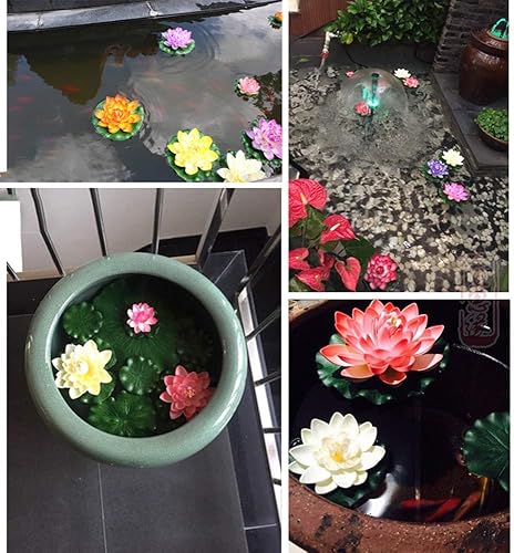 Miniatura 8 de 7 piezas de 3.9 pulgadas flor de loto artificial flor artificial piscina acuario decoración flor eterna flor artificial (azul)