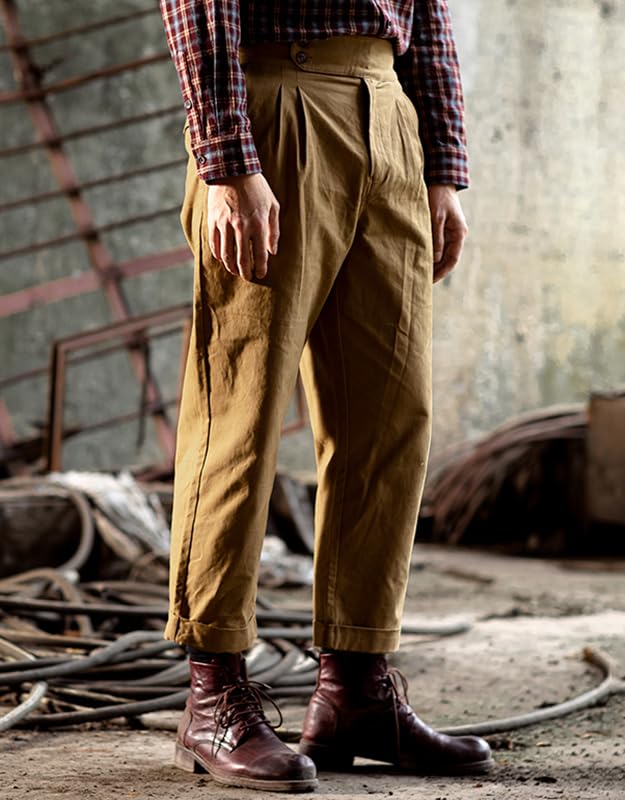 Men's Pants Cotton Retro Gurkha Dress Pants Casual Vintage Summer Tapered Leg Suit Pant4