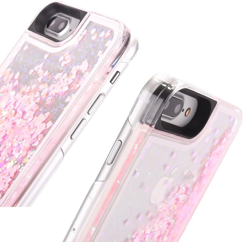 iPhone 7 Plus Case, Caka iPhone 7 Plus Glitter Case Flowing Liquid Floating Luxury Bling Glitter Sparkle Case for iPhone 7 Plus/8 Plus - (Pink)