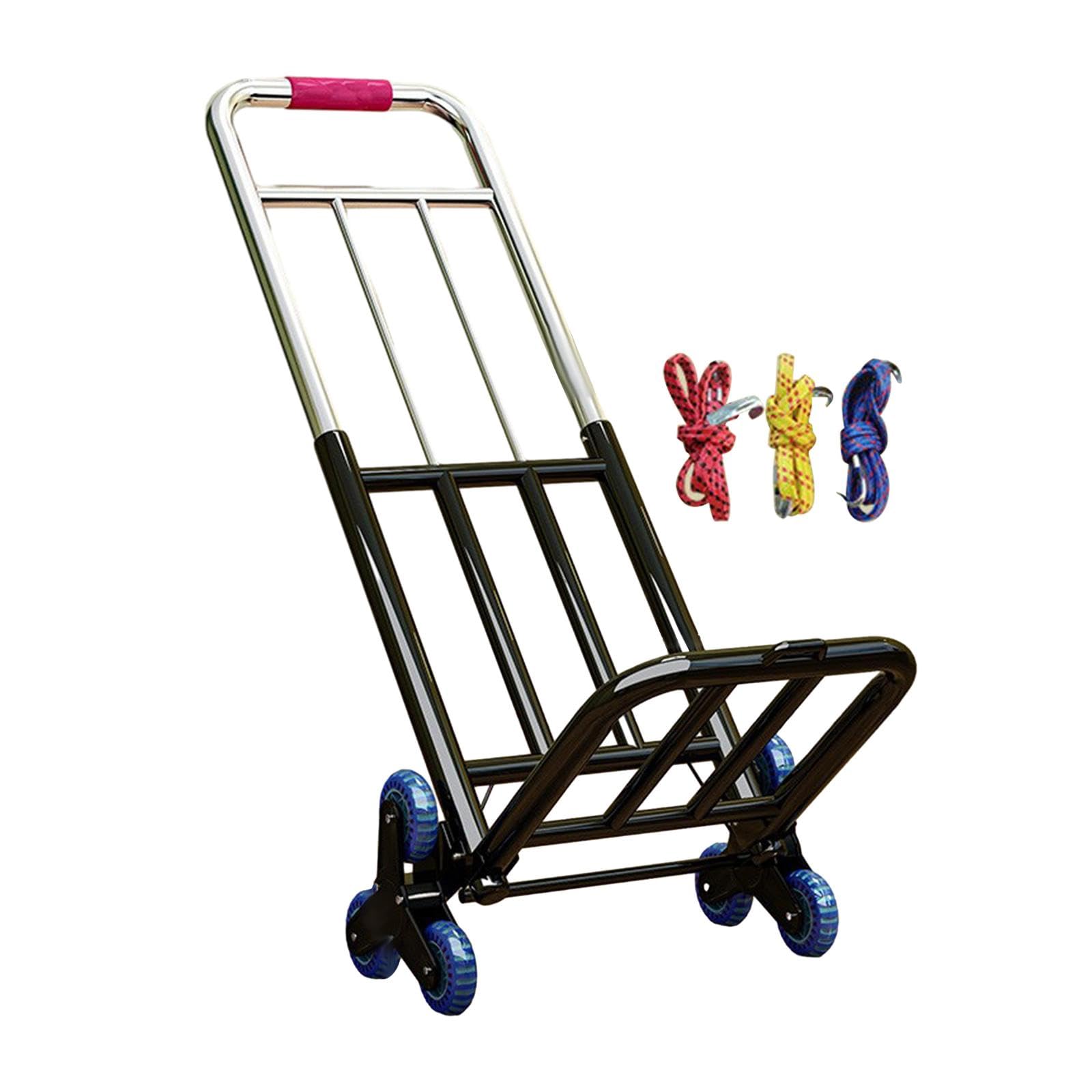 Almencla Gepäckwagen Klappbarer Handwagen Treppensteiger Transporthilfe mit Metallrahmen Und Verstellbarem Teleskopgriff für Haushalt Büro Zustellung Reisen Ei, 32mm Durchmesser